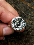 Silver Rose Blossom Ring