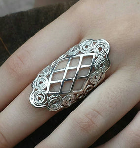 Silver Mesh and Filigree Boho Ring