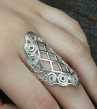 Silver Mesh and Filigree Boho Ring