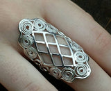 Silver Mesh and Filigree Boho Ring