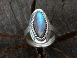 Rainbow Moonstone and Silver Cocktail Ring