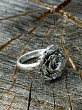 Silver Rose Blossom Ring