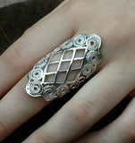 Silver Mesh and Filigree Boho Ring