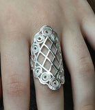 Silver Mesh and Filigree Boho Ring