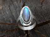 Rainbow Moonstone and Silver Cocktail Ring