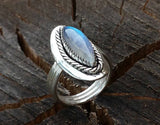 Rainbow Moonstone and Silver Cocktail Ring