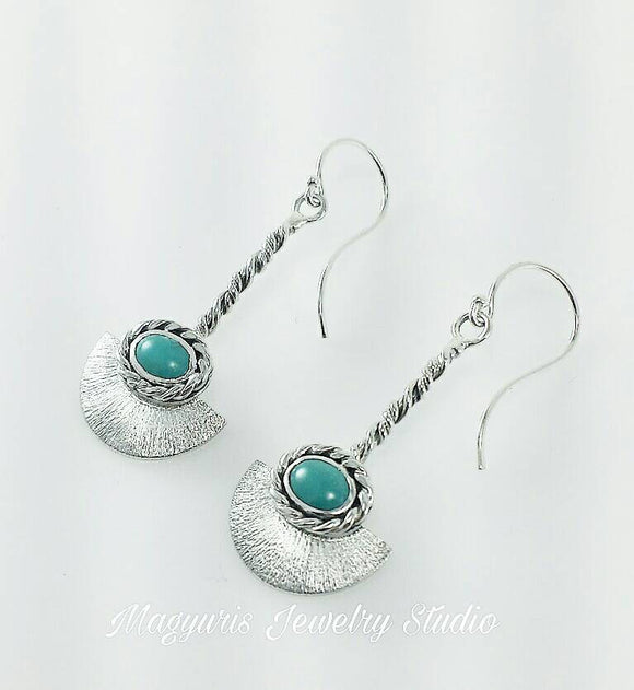 Turquoise and Silver Dangle Earrings