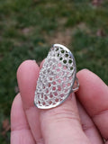 Silver Crocheted Wire Boho Ring