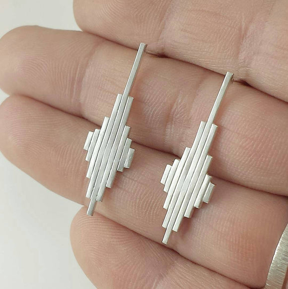 Silver Art Deco Inspired Earrings