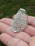 Silver Crocheted Wire Boho Ring