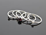 Silver Stacking Rings with Garnet, Black Onyx, and Moonstone