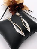 Silver and Gold Textured Swoop Dangle Earrings
