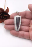 Fordite and Textured Silver Pendant