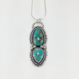 #8 Turquoise Teardrops and Silver Pendant