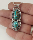 #8 Turquoise Teardrops and Silver Pendant