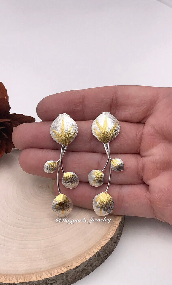 Keum Boo Gold and Silver Petal Earrings