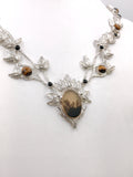 Dendritic Agate, Tiger's Eye, and Black Onyx Silver Necklace