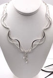 Silver Textured and Intertwined Statement Necklace