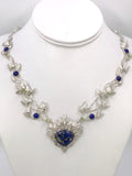 Azurite, Lapis Lazuli, and Peridot Silver Necklace