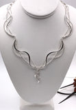 Silver Textured and Intertwined Statement Necklace