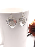 Triangle with Crocheted Wire Silver Dangle Earrings