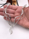 Silver Textured and Intertwined Statement Necklace