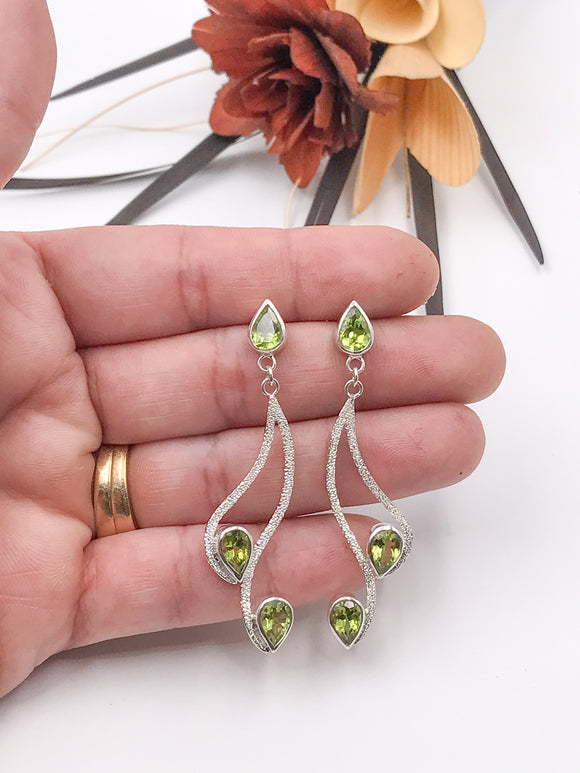 Peridot and Silver Dangle Earrings