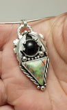 Cultured Opal And Black Onyx Silver Pendant