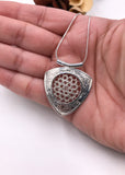 Triangle with Crocheted Wire Silver Pendant