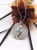 Australian Opal with Crocheted Wire Silver Pendant