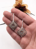Square Crocheted Wire Dangle Earrings