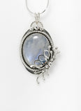 Oval Blue Moonstone and Silver Pendant