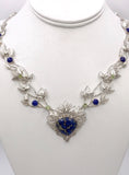 Azurite, Lapis Lazuli, and Peridot Silver Necklace