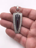 Fordite and Textured Silver Pendant