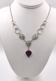 Pink Sapphire and Silver Necklace