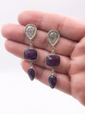 Pink Sapphire and Silver Dangle Earrings