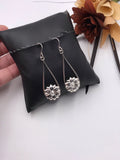 Silver Teardrop and Flower Dangle Earrings