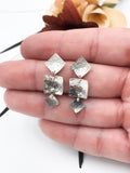Textured Silver Dangle Earrings