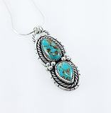 #8 Turquoise Teardrops and Silver Pendant