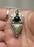 Cultured Opal And Black Onyx Silver Pendant