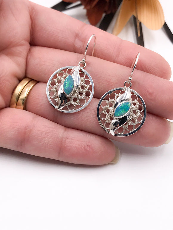 Australian Opal Crocheted Wire Earrings