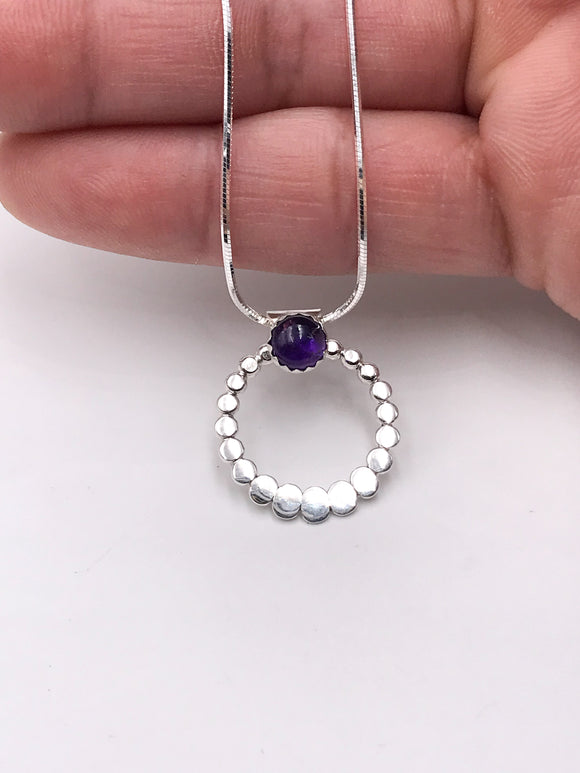 Amethyst and Silver Loop Pendant no