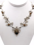 Dendritic Agate, Tiger's Eye, and Black Onyx Silver Necklace