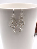 Twisted, Hammered, and Polished Silver Wire Dangle Earrings