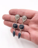 Blue Sapphire and Silver Dangle Earrings