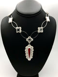 Red Rosarita and Silver Statement Necklace