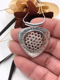 Triangle with Crocheted Wire Silver Pendant