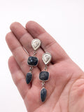 Blue Sapphire and Silver Dangle Earrings