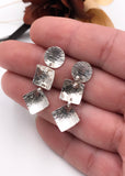 Textured Silver Dangle Earrings