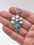 Kingman Turquoise and Silver Mandala Pendant